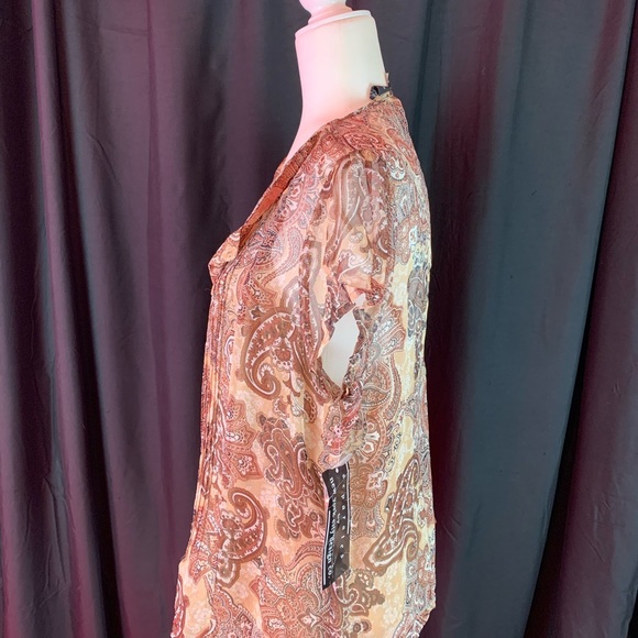 Separates brown paisly sheer shirt with tank size XL - Picture 2 of 8